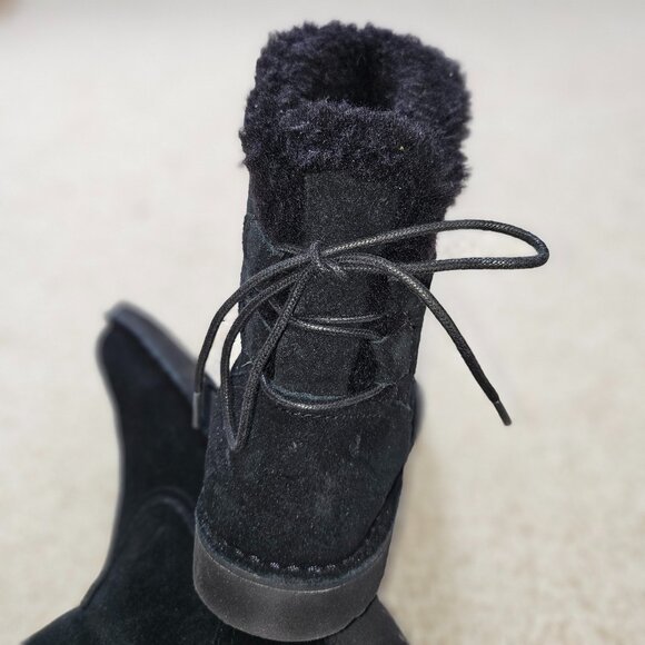 UGG Shoes - NWOT UGG BLACK SUEDE BOOTS with LACE UP BACK TIES  & COZY PLUSH LINING SIZE 6